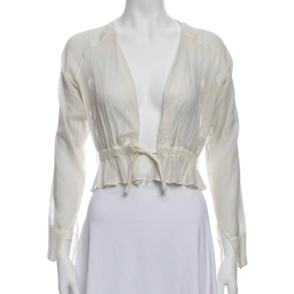 🦋 Vintage Marni Sheer Cropped White Cotton Blouse